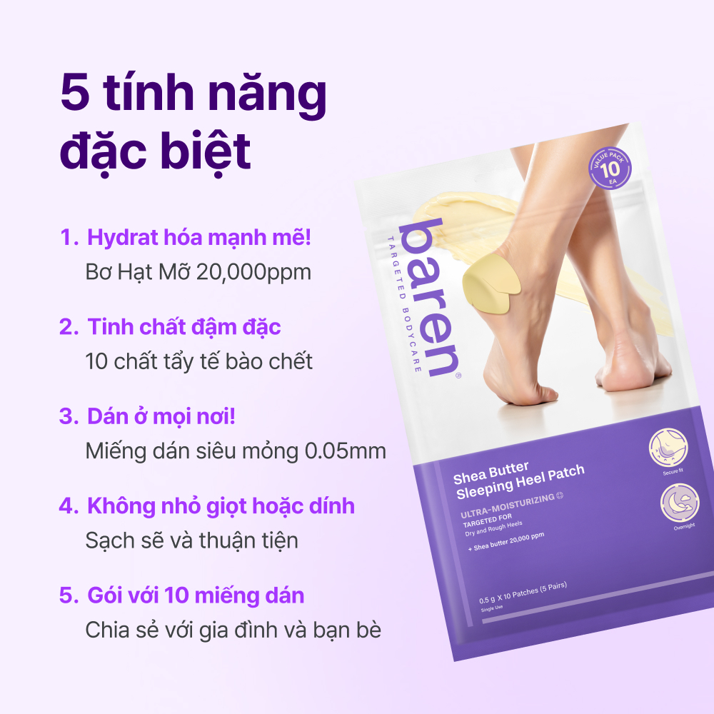 [MỚI] Miếng dán gót chân khi ngủ Bơ Hạt Mỡ [Siêu dưỡng ẩm, chân nắc nẻ, chăm sóc bàn chân]