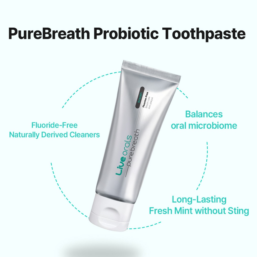 Kem đánh răng Probiotic Liveorals PureBreath 80g | Loại bỏ vi khuẩn 99,9% | Tươi mát 13 giờ | Không chứa Fluoride