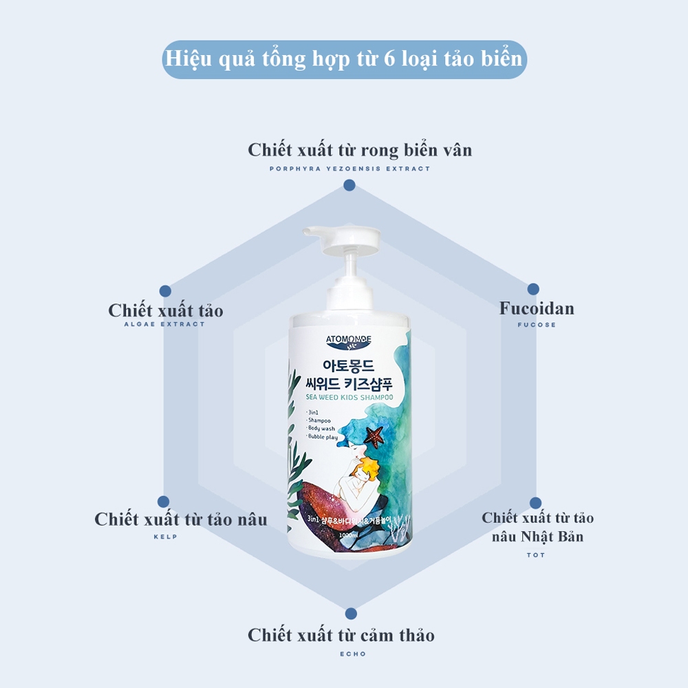 Sữa tắm dầu gội Atomonde Seaweed Kids All-in-one 1000ml