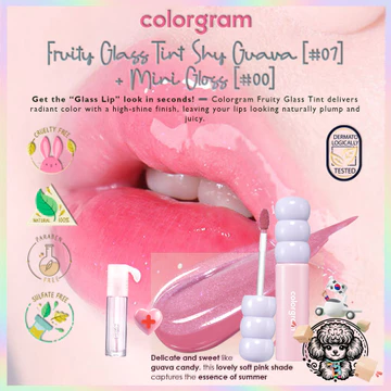 Tint thủy tinh trái cây COLORGRAM | #07 Ổi nhút nhát + Mini #00 Pearl Gloss – Son Tint Juicy Hàn Quốc 2.8g| Son bóng dưỡng ẩm lâu trôi cho môi mịn màng & đầy đặn