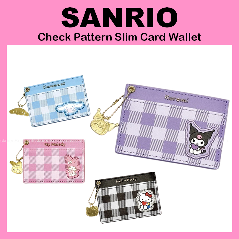 [Sanrio] Ví đựng thẻ mỏng họa tiết kiểm tra (Mymelody / Kuromi / Cinnamoroll / Kitty)