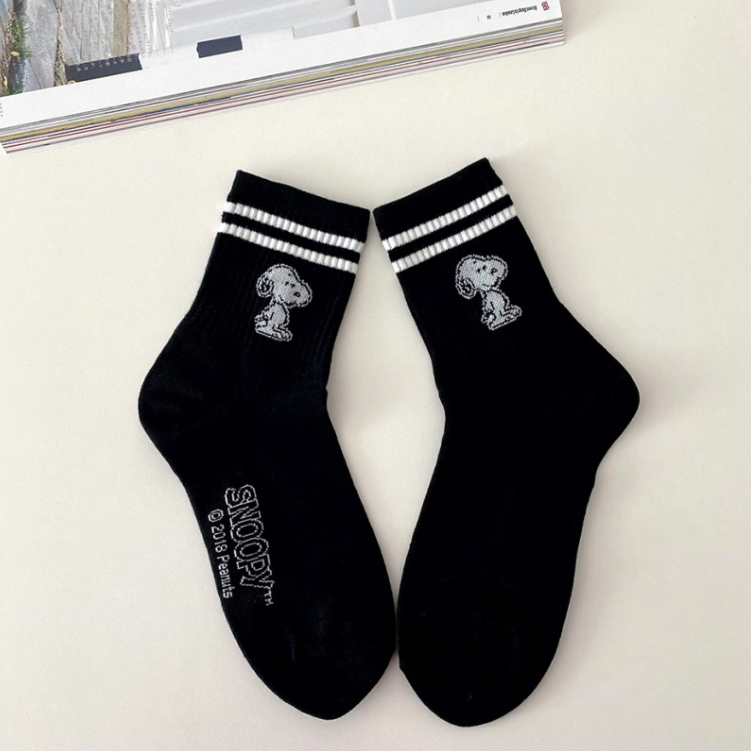 [Snoopy] Tất nữ Đậu phộng Snoopy Black