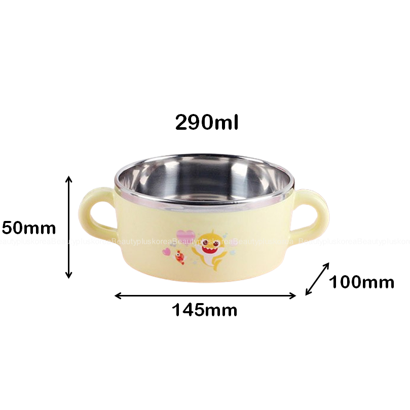 [Hồng] Bộ sưu tập bộ đồ ăn bằng thép không gỉ Baby Shark (Bộ thìa & nĩa / Bát hai tay cầm chống trượt / Hộp đựng đa năng)