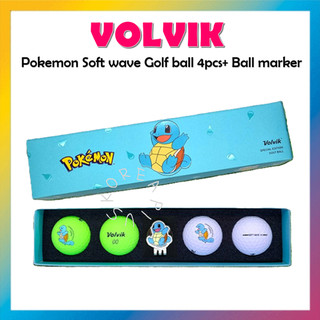 [VOLVIK] Soft Wave Matte pastel Straighter shop golf ball set (4 viên + Bút đánh dấu) Sưu tầm Phiên bản Pokemon Squirtle