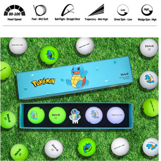 [VOLVIK] Soft Wave Matte pastel Straighter shop golf ball set (4 viên + Bút đánh dấu) Sưu tầm Phiên bản Pokemon Squirtle