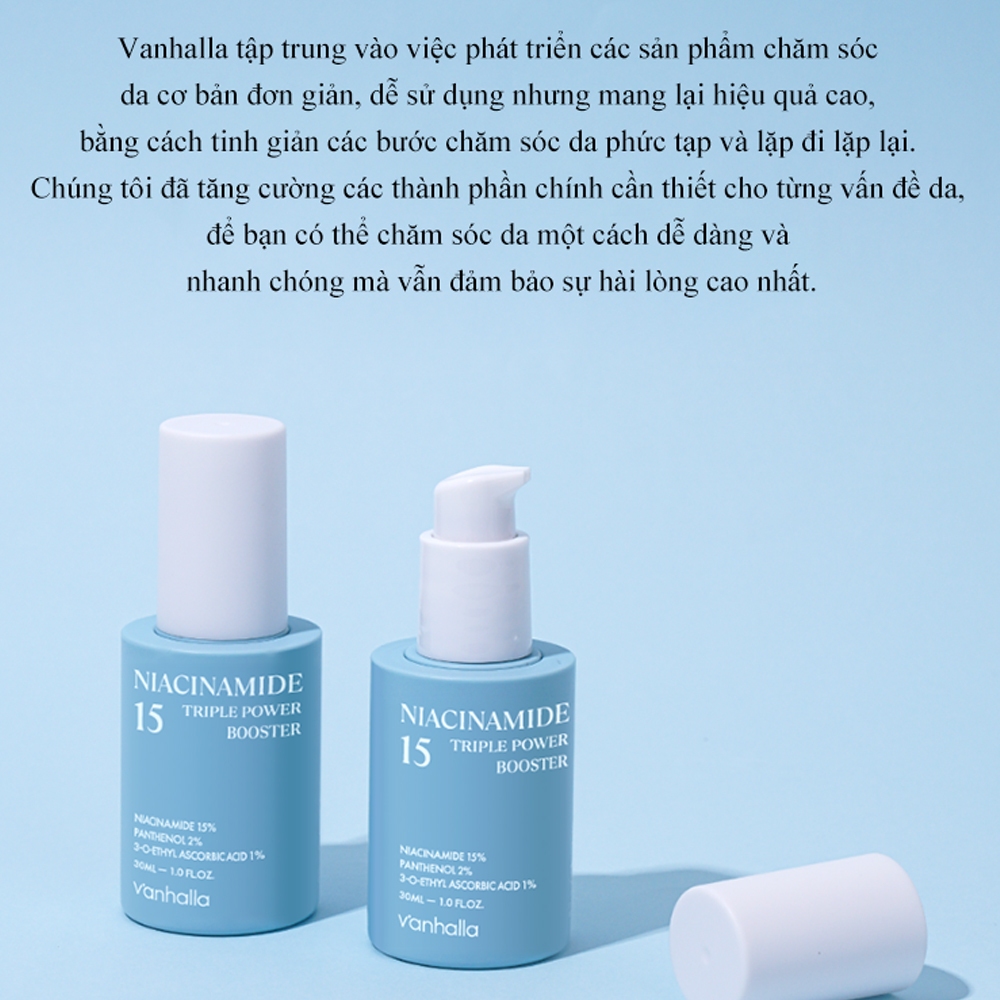 Serum Tinh chất dưỡng sáng V'anhalla Niacinamide 15 triple booster mịn da, chăm sóc lỗ chân lông