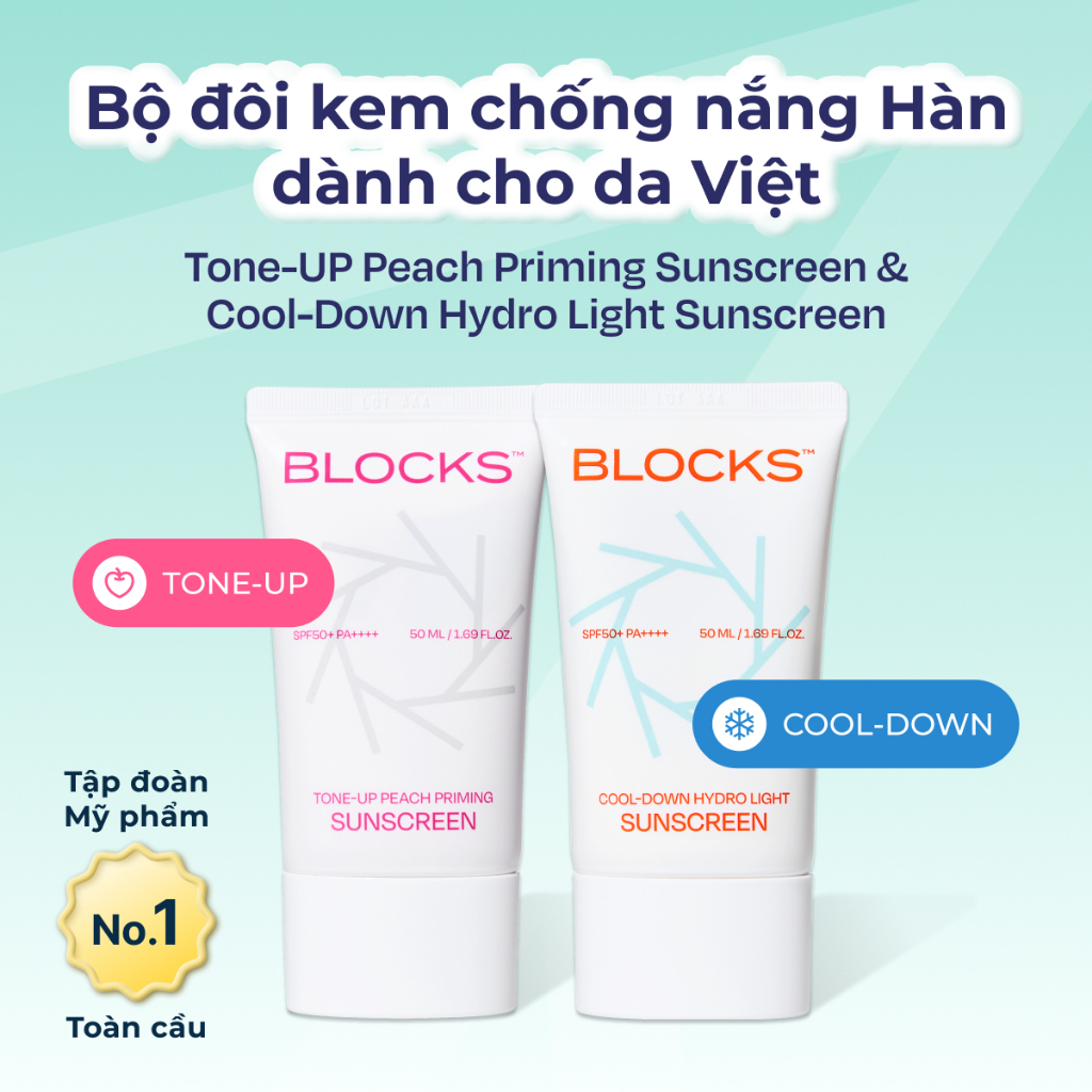 [Dual SET] Kem chống nắng nâng tông BLOCKS TONE-UP PEACH PRIMING ...