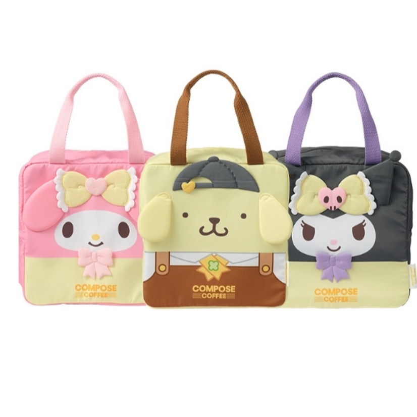 [SANRIO] Soạn Cà phê x Sanrio Nhân vật totebag Túi đựng đồ ăn trưa cách nhiệt Túi làm mát pompompurin kuromi mymelody