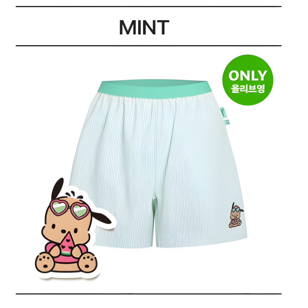 [Nareun] Quần lót Sanrio Sheer Seersucker thiết kế mùa hè giới hạn, quầnshort trunk họa tiết Kitty và Tanning Pochacco
