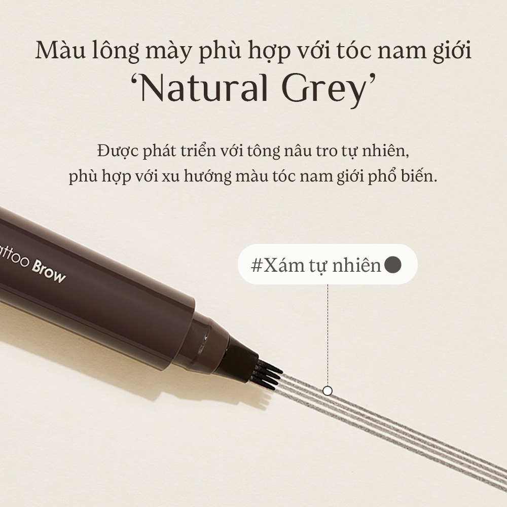 [OBgE Chính hãng] Bút kẻ mày phẩy sợi Magic Tattoo Brow 2ml #Xám tự nhiên | Độ bền mạnh mẽ | Chống mồ hôi & dầu | Lông mày sắc nét, ấn tượng | Chạm từng sợi lông mày tinh tế | Kết cấu lông mày