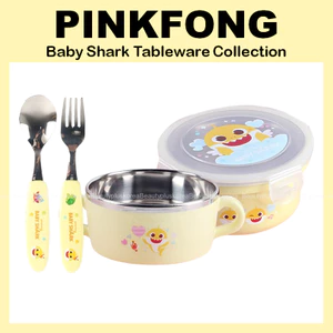 Bộ sưu tập bộ đồ ăn bằng thép không gỉ Baby Shark (Bộ thìa & nĩa / Bát hai tay cầm chống trượt / Hộp đựng đa năng)