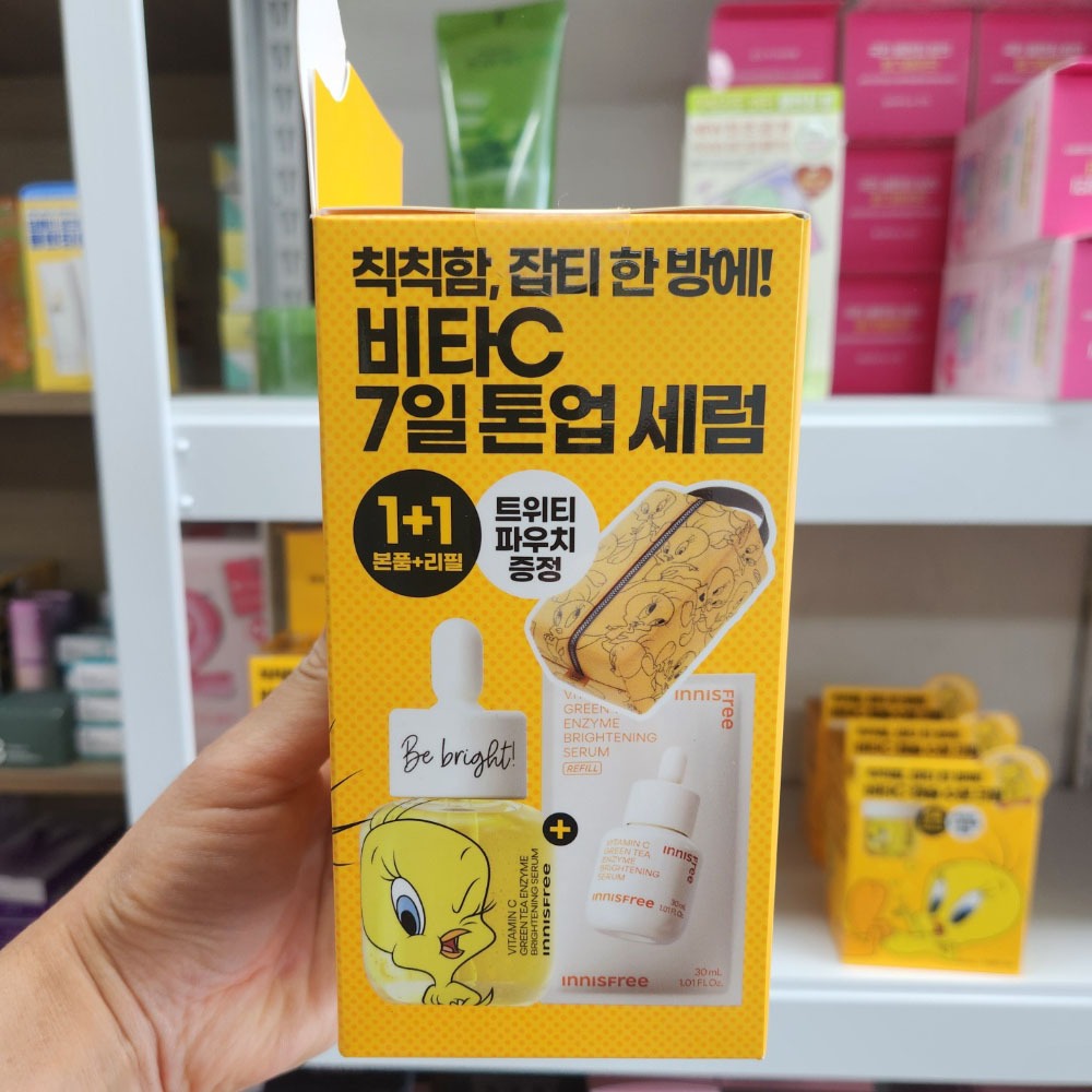 OLIVE YOUNG EDITION [30ml + Refill + Pouch]] Vitamin C Green Tea Enzyme Brightening Serum 30mL (Chăm sóc da Hàn Quốc, Làm đẹp Hàn Quốc, K-Beauty)