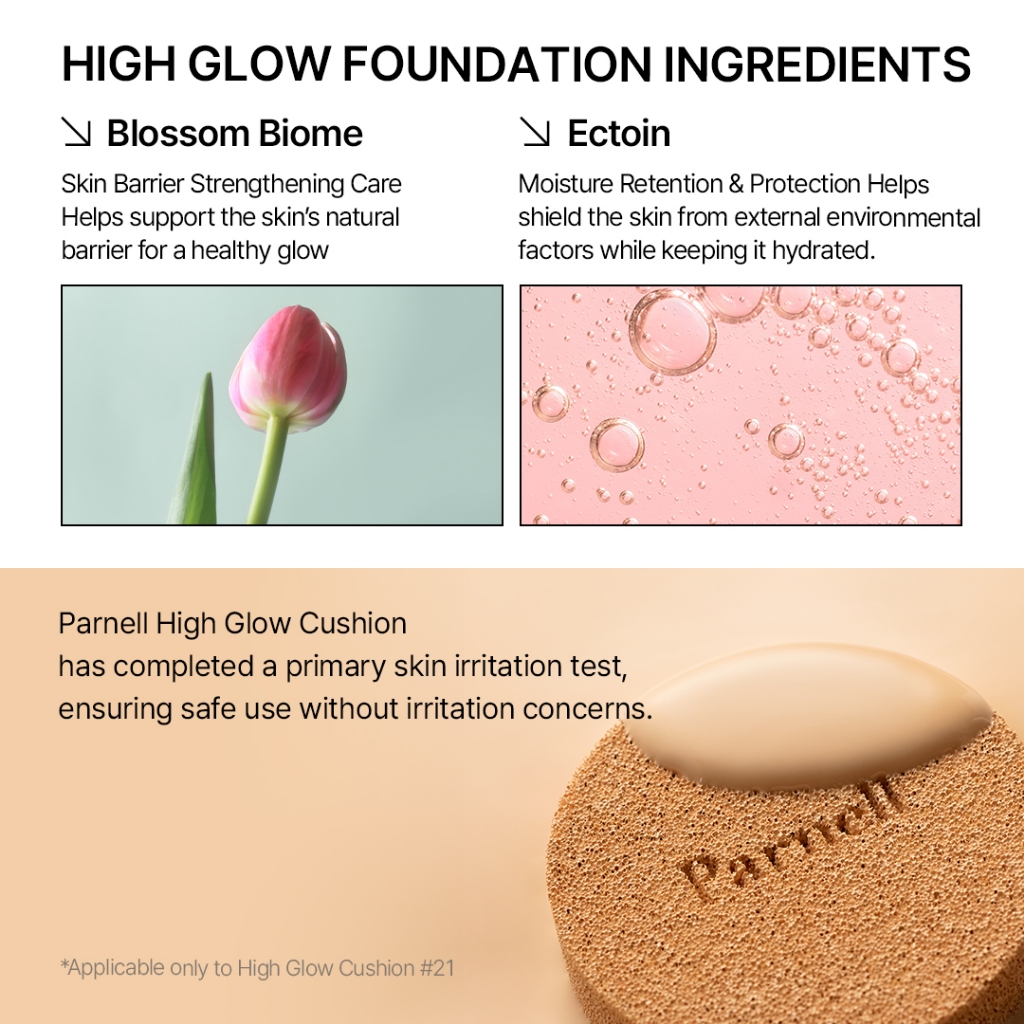 [Parnell Chính hãng] Phấn nước dưỡng da căng bóng thế hệ mới, che phủ tự nhiên, chứa chiết xuất rau má và mật ong an toàn cho da nhạy cảm Parnell Serum In High Glow Cushion SPF50 + + 15g