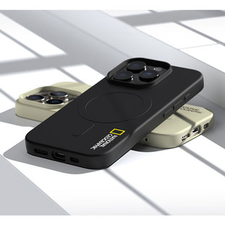 National Geographic - Ốp điện thoại mềm từ tính tương thích với iphone 16 pro max plus màu be đen