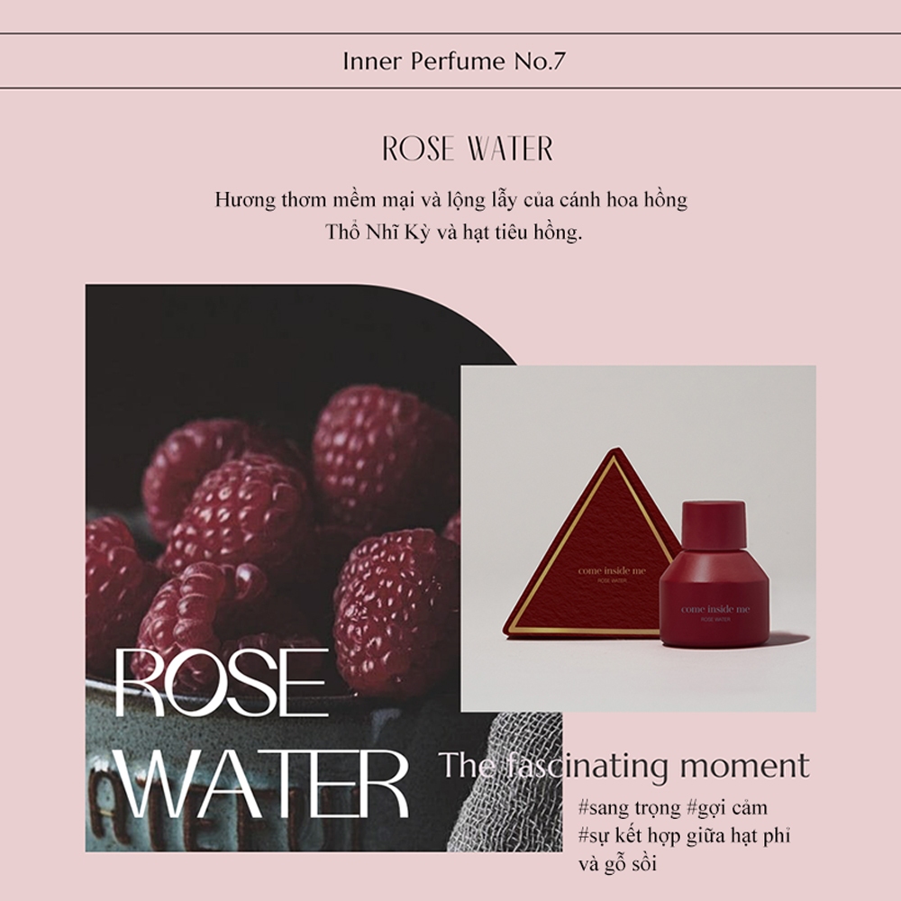 Nước hoa vùng kín Come Inside me Rose Water, Chăm sóc phụ nữ, Loại bỏ mùi hôi (Thuần chay)