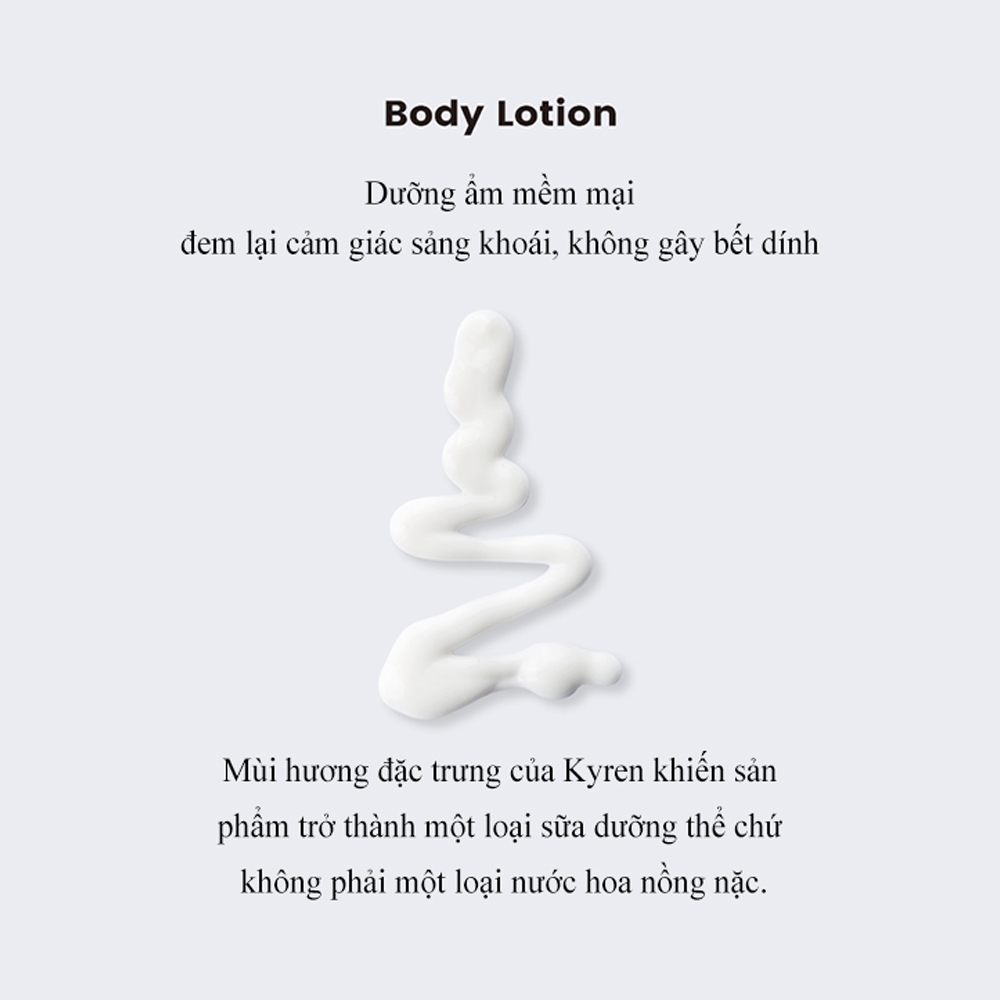 Sữa dưỡng thể KYREN, Natural 500ml hương nước hoa từ thảo mộc thiên nhiên