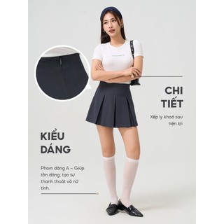 Chân váy nữ YODY váy ngắn xếp ly, vải mịn, co giãn nhẹ, trẻ trung, năng động WCSK25S027