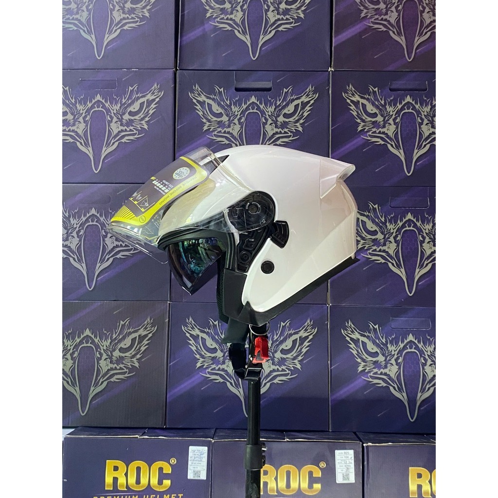 Mũ Bảo Hiểm 3/4 Openface 2 Kính Roc R68 Trắng (Hàng Trưng Bày) - Chính ...