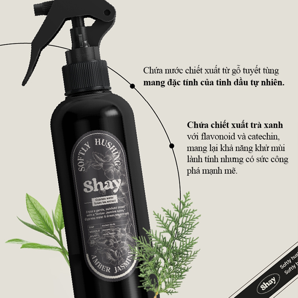 Xịt phòng Shay Hương hoa nhài và hổ phách 200ml