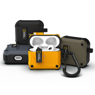 National Geographic - Ốp lưng tự động khóa cản chắc chắn tương thích với airpod 4 3 2 pro / nam châm màu vàng bảo vệ màu đen