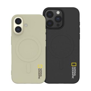 National Geographic - Ốp điện thoại mềm từ tính tương thích với iphone 16 pro max plus màu be đen