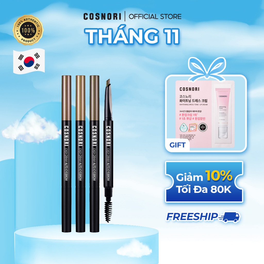 Bút kẻ lông mày cho người mới bắt đầu Cosnori Easy Draw Auto Eyebrow dễ vẽ với 4 màu tùy chọn