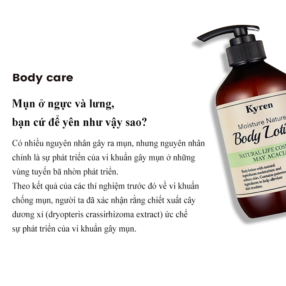 Sữa dưỡng thể KYREN, Natural 500ml hương nước hoa từ thảo mộc thiên nhiên