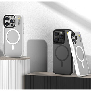 National Geographic - Ốp lưng mờ trong suốt từ tính tương thích với iphone 16 pro max plus vỏ đen trắng