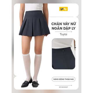 Chân váy nữ YODY váy ngắn xếp ly, vải mịn, co giãn nhẹ, trẻ trung, năng động WCSK25S027