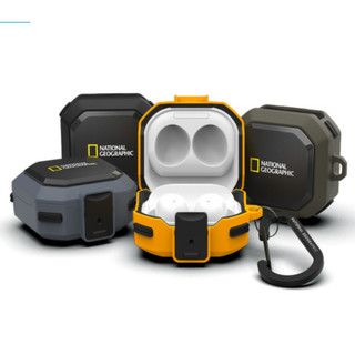 National Geographic - Ốp lưng khóa chắc chắn tương thích với airpod 4 3 2 pro 1 nụ bảo vệ trực tiếp / màu vàng đen