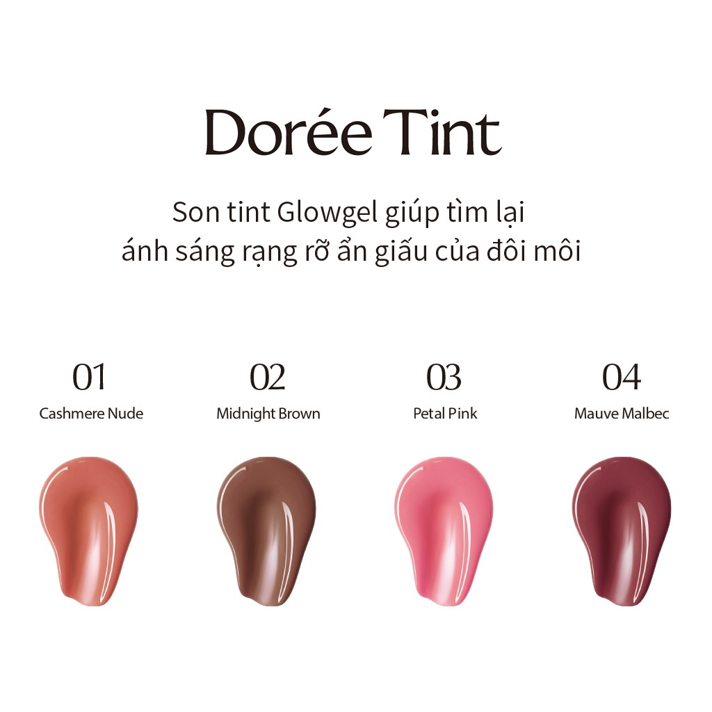 【Chere Jeanne】Son Gel Bóng GEMSTONE DORE 4g – 4 Màu | Bóng nhẹ, lâu trôi, dưỡng ẩm môi