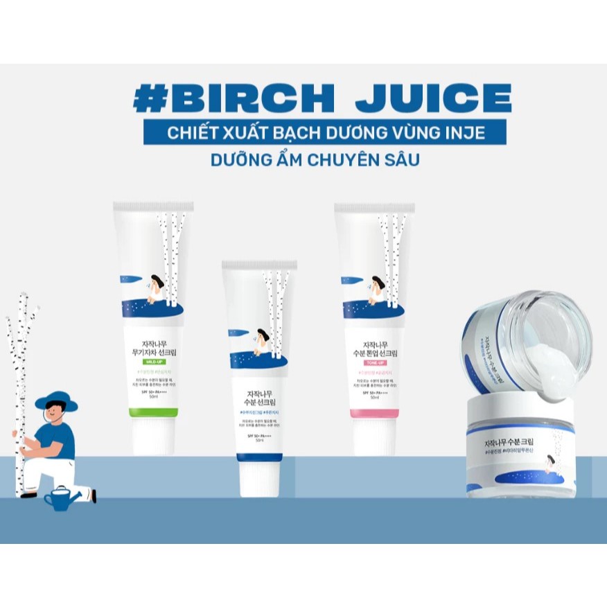 Kem dưỡng da Round Lab Birch Juice Moisturizing Cream 80ml dưỡng ẩm cải thiện độ đàn hồi da (KHÔNG Hộp)