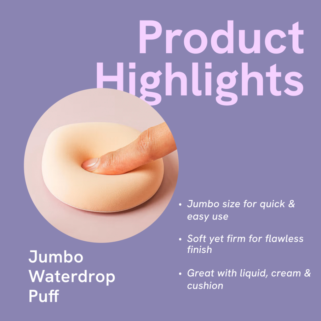 Jumbo Waterdrop Puff – Mềm mại, dày và hoàn hảo để trang điểm chính xác! / Vận chuyển từ Hàn Quốc