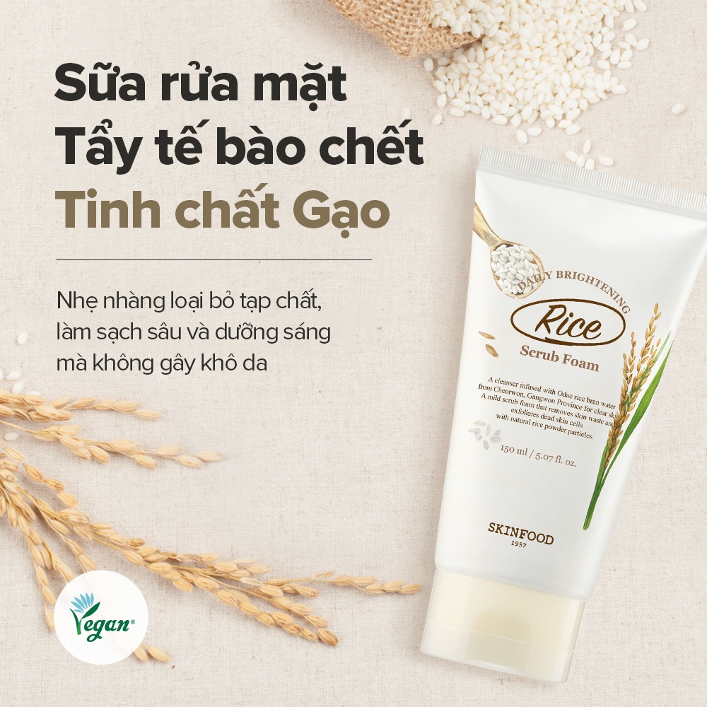 Ảnh Sữa rửa mặt gạo tạo bọt làm sạch cho da nhạy cảm Rice Daily Brightening Scrub Foam 150ml 1