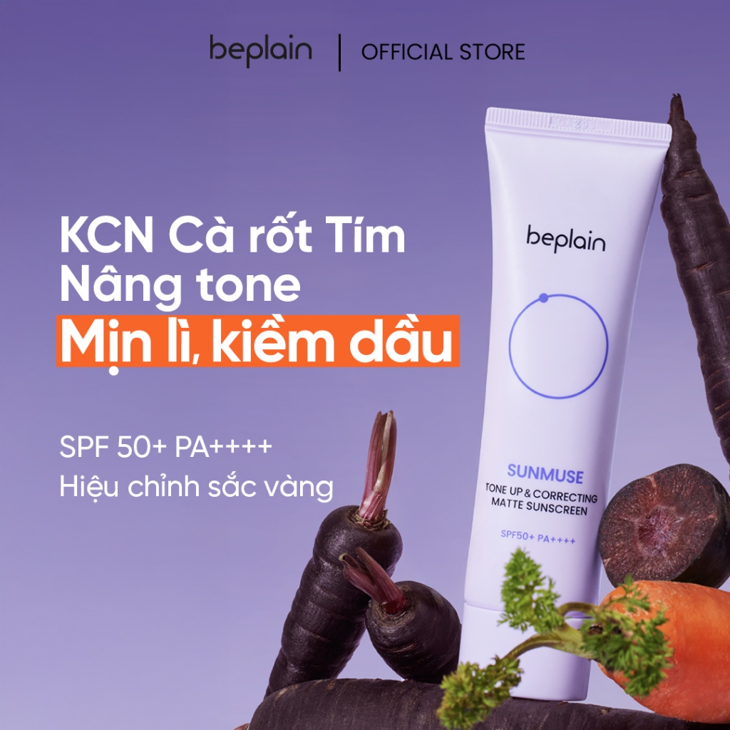 Ảnh [Combo độc quyền 50ml X2] Kem chống nắng BEPLAIN Sunmuse lai Vật Lý & Hoá Học Nâng Tone & Hiệu chỉnh da Matte Mịn lì SPF 50+ PA++++ 50mL + 50ml 3