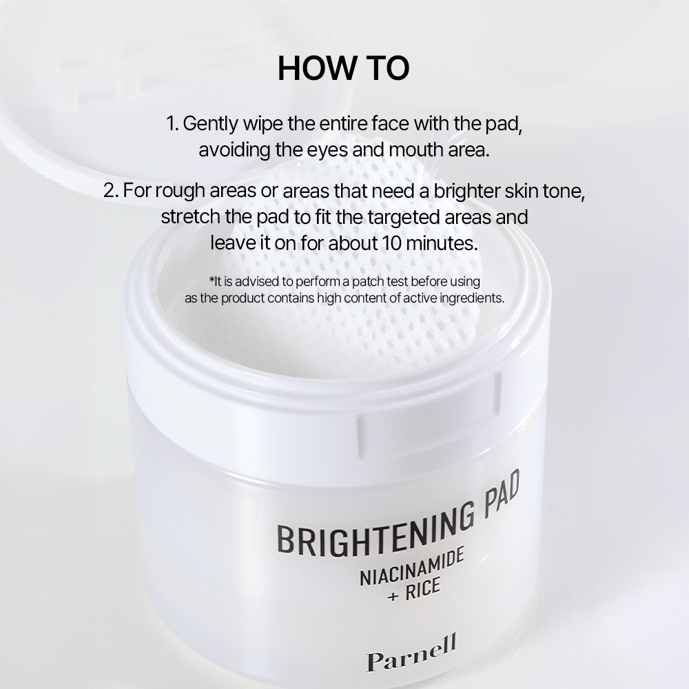 [Parnell Chính hãng] Toner pad gạo Niacinamide dưỡng trắng, làm sáng da, cải thiện hàng rào bảo vệ da Parnell Niacinamide Rice Brightening Pad 60 miếng