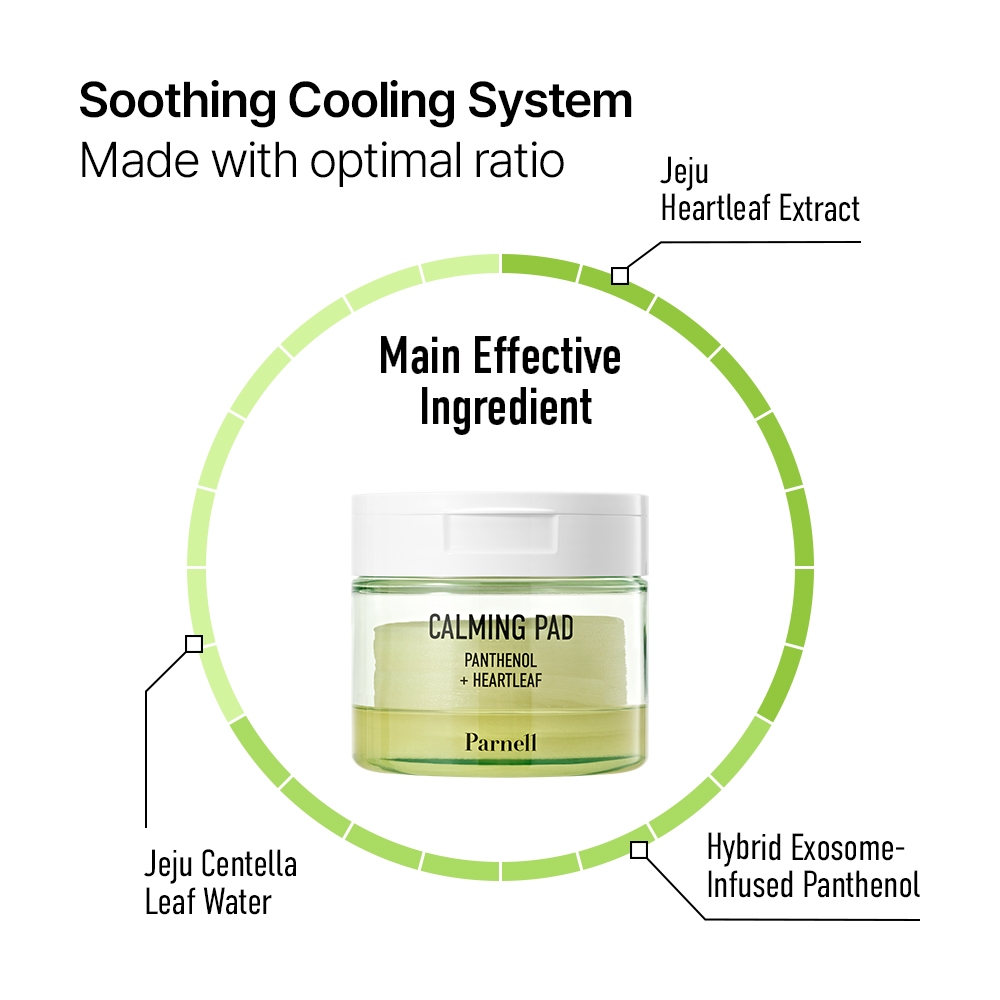 [Parnell Chính hãng] Toner Pad rau diếp cá Panthenol, Provitamin B5 làm sạch da, làm dịu, cấp ẩm, da mịn mướt Parnell Panthenol Heartleaf Calming Toner Pad 60 miếng