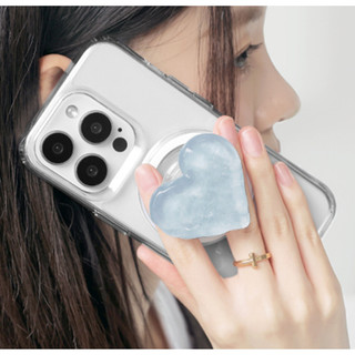 Kẹp từ tính Glow Heart cho điện thoại / màu trắng lấp lánh màu xanh