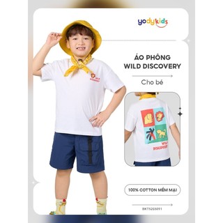 Áo thun bé trai YODY vải cotton thấm hút mồ hôi nhanh, thoáng mát in hình hoạt hình dễ thương BKTS25S091