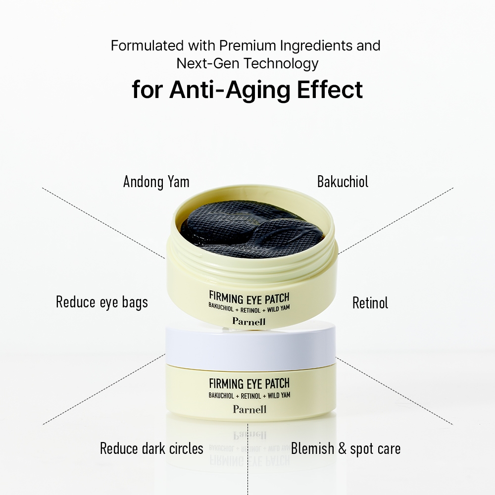 [Parnell Chính hãng] Mặt nạ mắt chiết xuất củ mài Bakuchiol Retinol hỗ trợ chống lão hóa, giảm thâm, bọng mắt, cải thiện vùng da dưới mắt Parnell Bakuchiol Retinol Wild Yam Firming Eye Patch 60 miếng