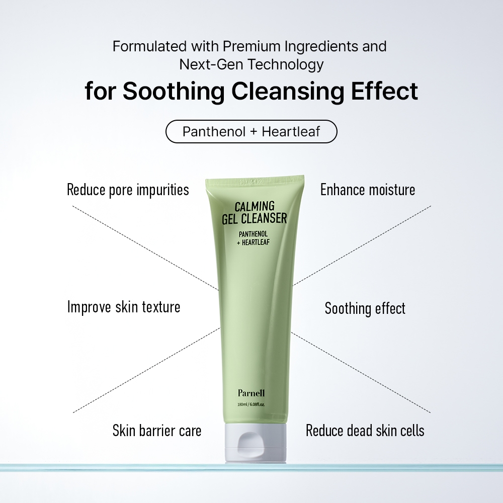 [Parnell Chính hãng] Gel rửa mặt rau diếp cá Panthenol dịu nhẹ sạch sâu, hỗ trợ giảm thâm mụn, làm mềm da Parnell Panthenol Heartleaf Calming Gel Cleanser 180ml