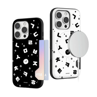 Hangul họa tiết khe cắm thẻ áo giáp cản từ trường hợp tương thích cho iphone 16 15 pro max s25 s24 ultra plus a16