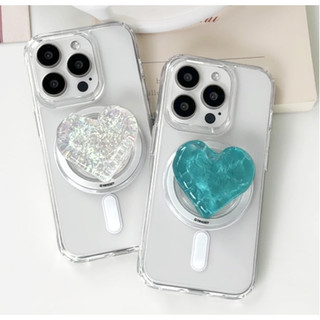 Kẹp từ tính Glow Heart cho điện thoại / màu trắng lấp lánh màu xanh