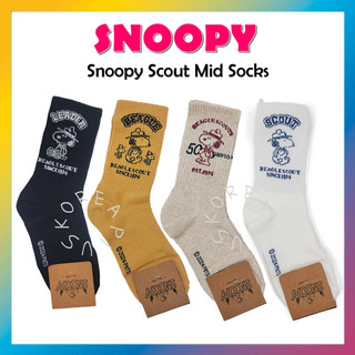 [Snoopy] Tất Snoopy Scout Mid (Ngà, Vàng, Trắng, Đen)