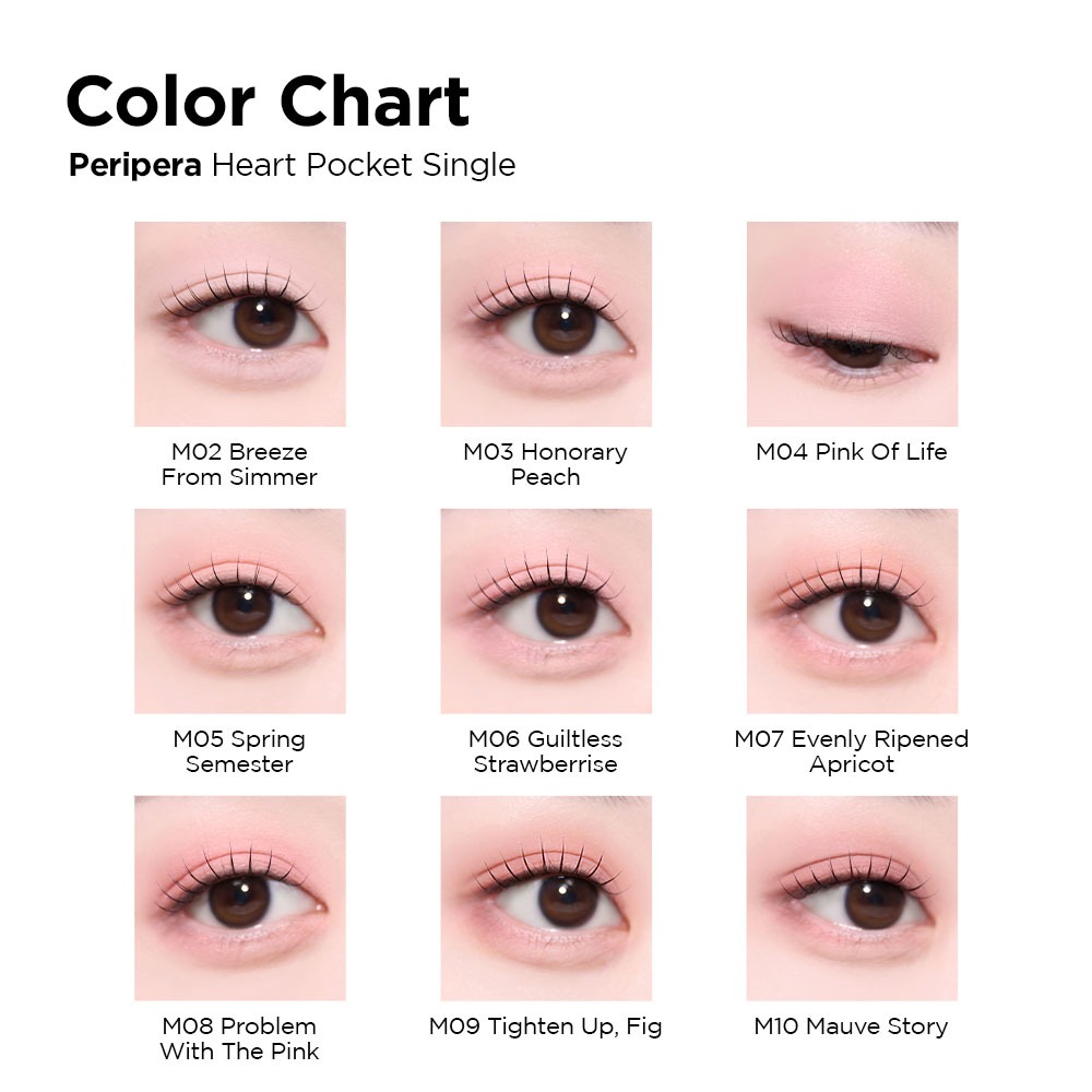 [PERIPERA] Phấn Mắt Đơn Tiện Lợi Heart Pocket Single 19 Màu