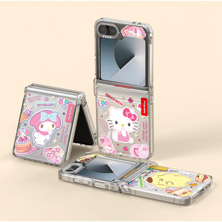 Nhân vật Sanrio - vỏ bọc bản lề họa tiết rõ ràng từ tính cho galaxy z flip 5 6 / flip6 vỏ dễ thương