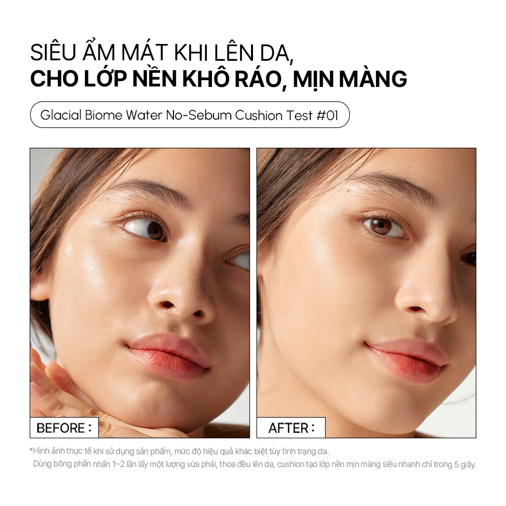 Phấn nước kiềm dầu trong suốt Parnell Glacial Biome Water No Sebum Cushion 10g