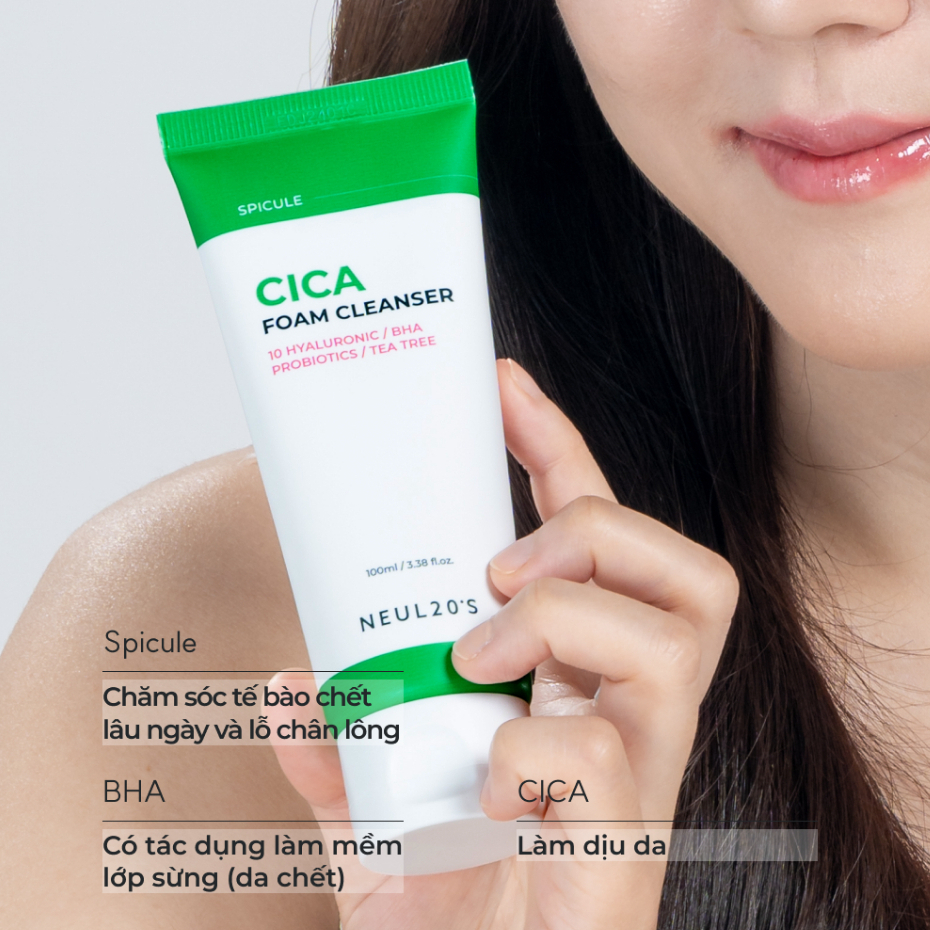 Sữa Rửa Mặt NEUL20S Cica Vi Kim Spicule BHA – Làm Sạch Sâu, Giảm Mụn, Kiểm Soát Dầu