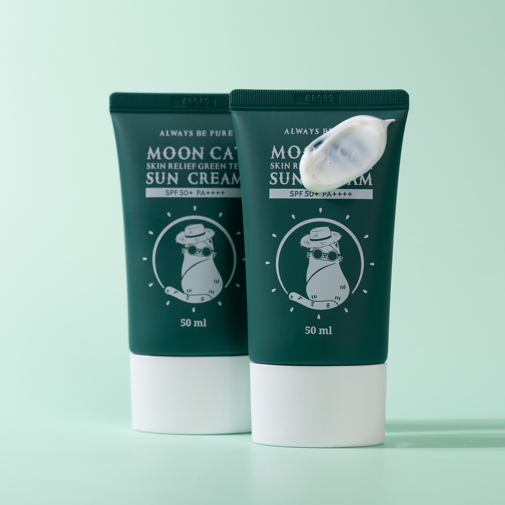 Ảnh Kem chống nắng dịu nhẹ [1+1]ALWAYS BE PURE Moon Cat Skin Relief Green Tea Sun Cream SPF 50+/ PA++++ 2
