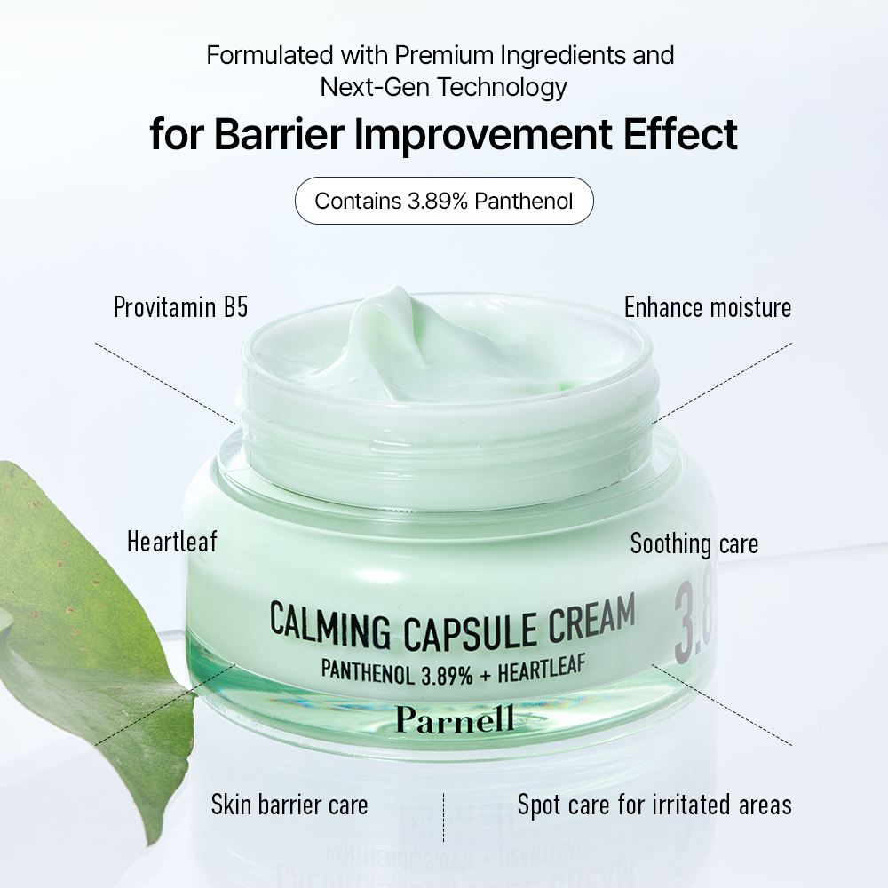 [Parnell Chính hãng] Kem dưỡng rau diếp cá Panthenol 3.89%, Provitamin B5 dưỡng ẩm chuyên sâu, phục hồi da Parnell Panthenol 3.89 Heartleaf Calming Capsule Cream 50ml